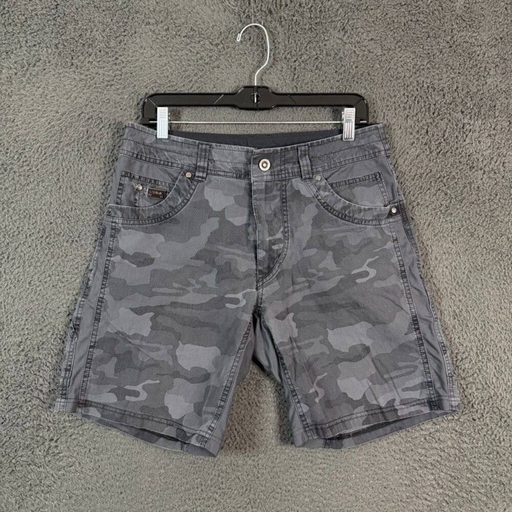 Kuhl Shorts Mens 31 Gray Camouflage Radikl Cargo Stretch Outdoor Travel